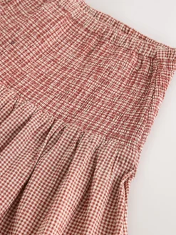 Rust Brown Drop Waist Gingham Maxi Skirt