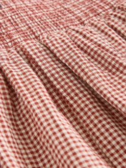 Rust Brown Drop Waist Gingham Maxi Skirt