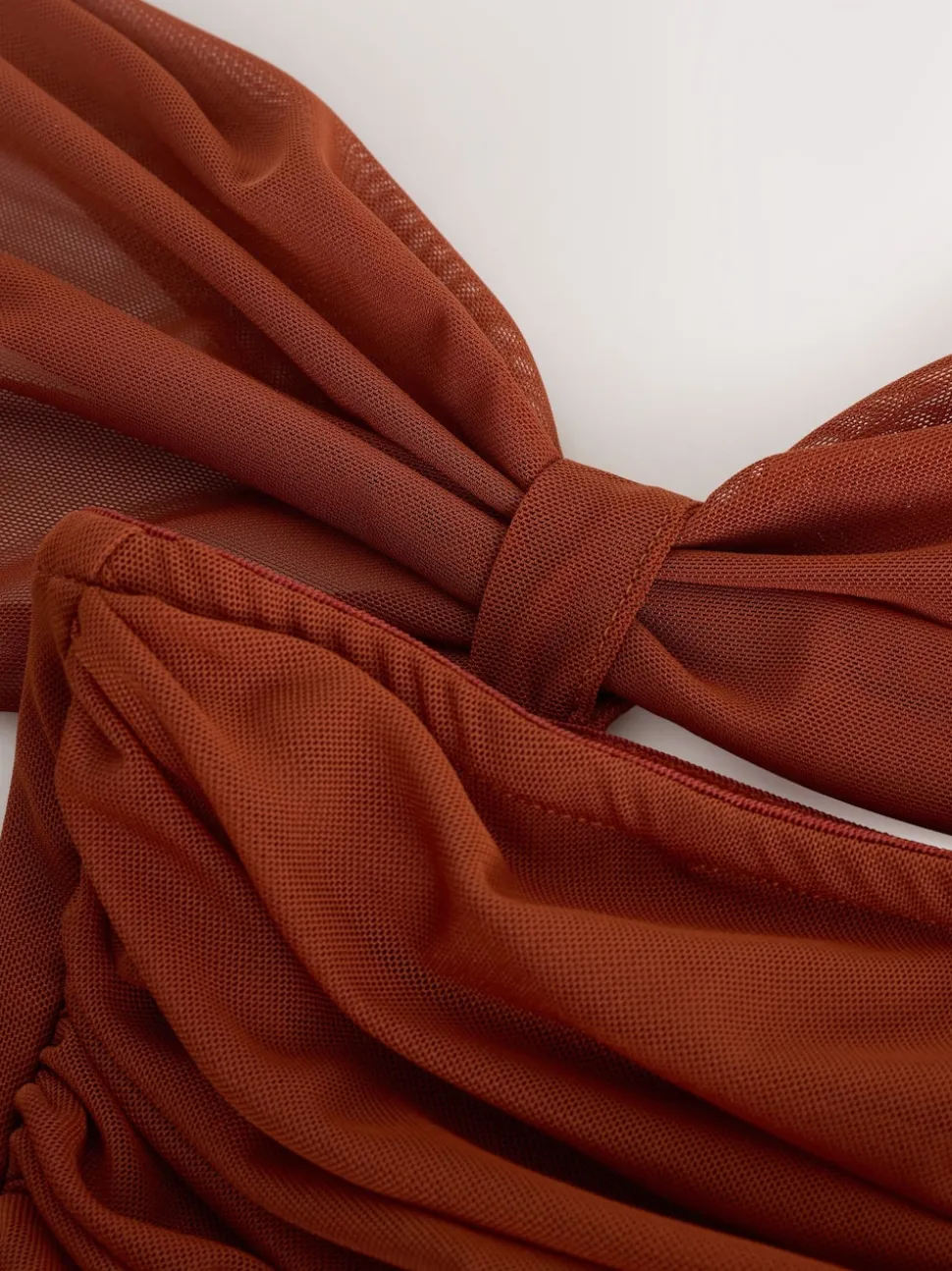 Rust Brown Mesh Multiway Wedding Guest Bridesmaid Maxi Dress