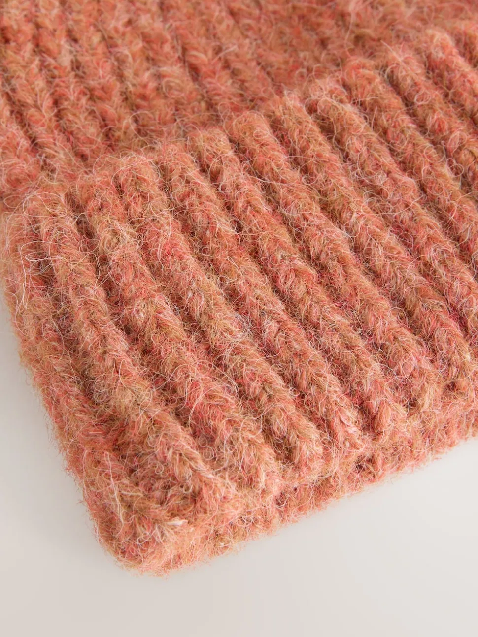 Rust Brown Ribbed Beanie Containing Wool Hat
