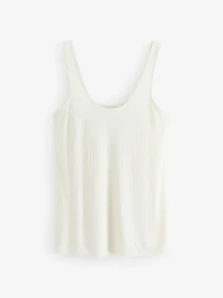 Rust/Cream/Mauve Purple Strappy Scoop Neck Slouch Ribbed Vests 3 Pack