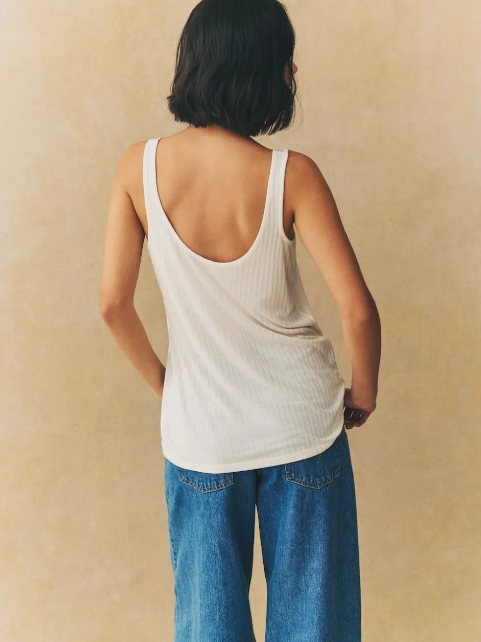 Rust/Cream/Mauve Purple Strappy Scoop Neck Slouch Ribbed Vests 3 Pack