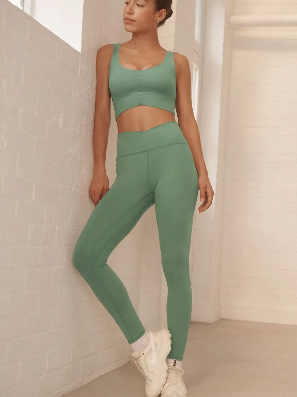 Sage Green Balance Wrap Front Yoga Leggings
