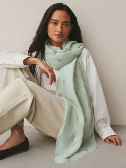 Sage Green Foil Lightweight Scarf