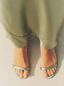 Sage Green Forever Comfort® Bridesmaid Round Toe Low Heel Simple Sandals