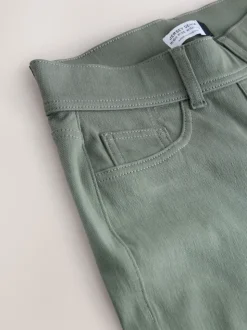 Sage Green Jersey Denim Wide Leg Trousers