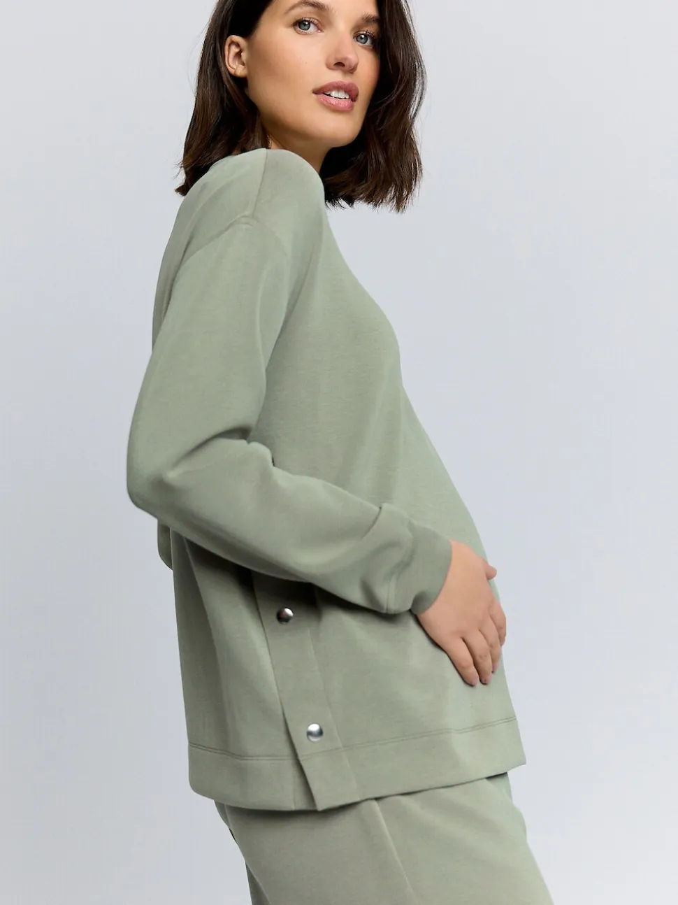 Sage Green Maternity Nursing Sweat Top