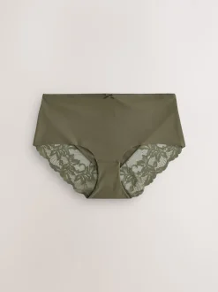 Sage Green Midi No VPL Lace Back Briefs 5 Pack