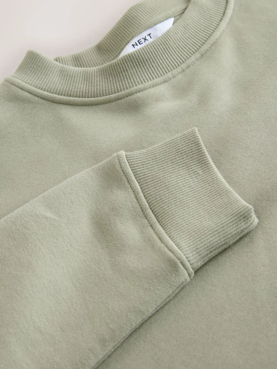 Sage Green Supersoft Peached Essentials Crew Neck Seam Detail Sweatshirt