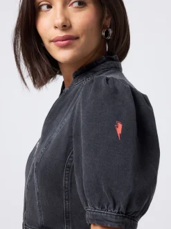 SCAMP & DUDE Black Denim Zip Front Playsuit