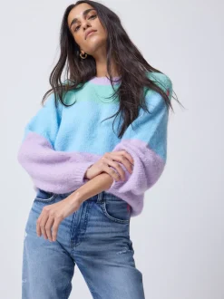 SCAMP & DUDE Blue Fluffy Pastel Colour Block Jumper