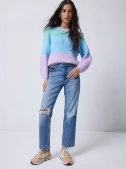 SCAMP & DUDE Blue Fluffy Pastel Colour Block Jumper
