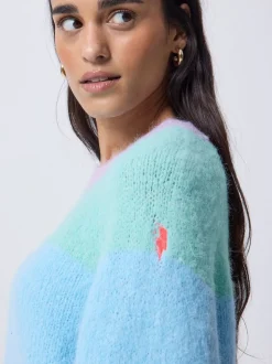 SCAMP & DUDE Blue Fluffy Pastel Colour Block Jumper