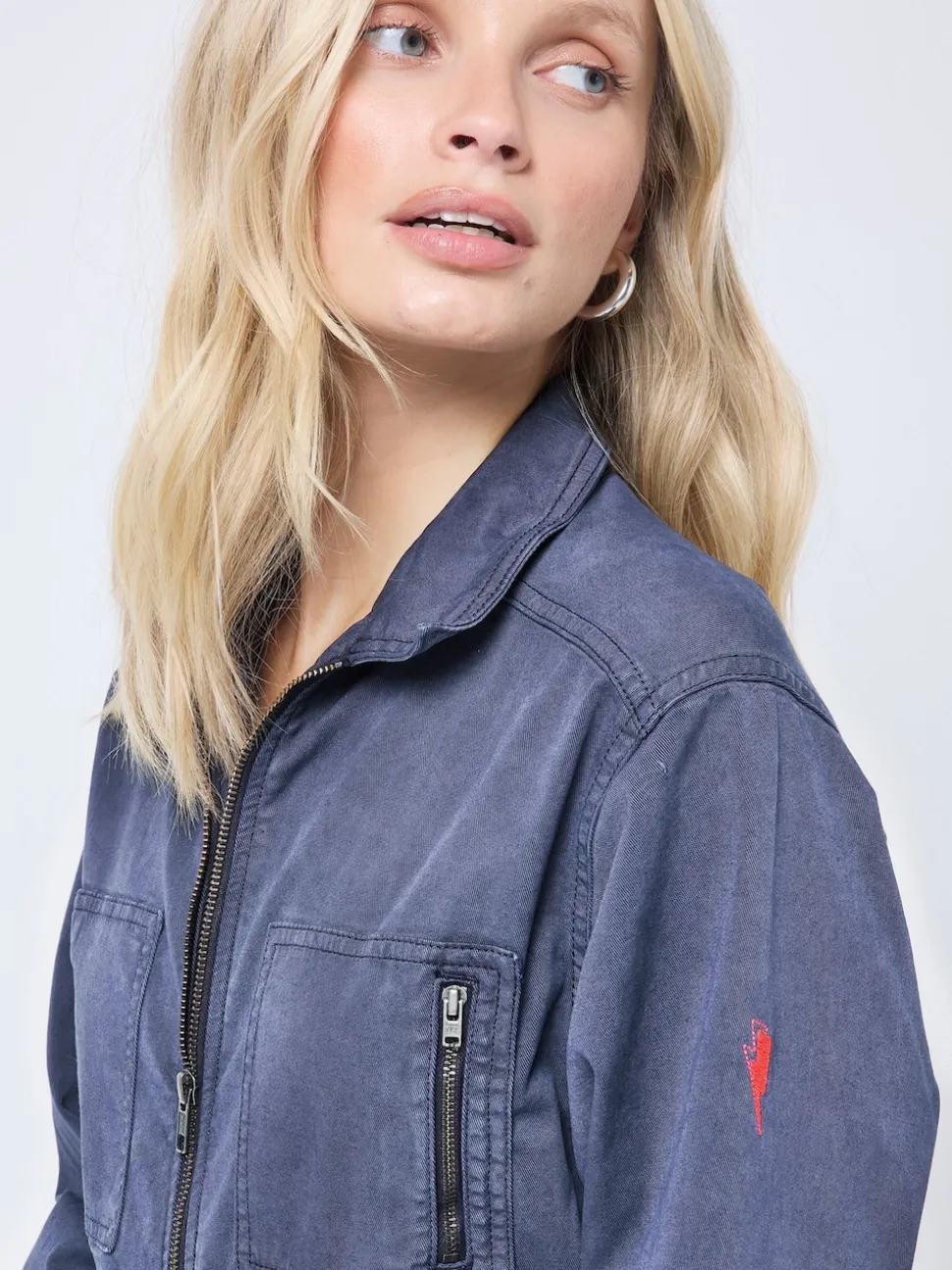SCAMP & DUDE Blue Tie Front Tencel Boiler Jumpsuit