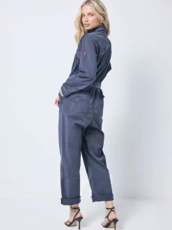 SCAMP & DUDE Blue Tie Front Tencel Boiler Jumpsuit