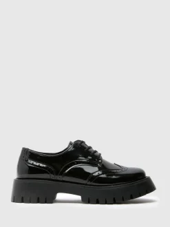 Schuh Black Laina Chunky Patent Brogues