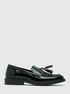 Schuh Black Layne Patent Tassel Loafers
