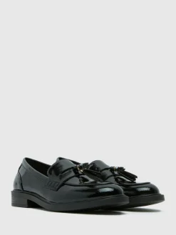 Schuh Black Layne Patent Tassel Loafers