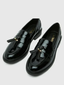 Schuh Black Layne Patent Tassel Loafers