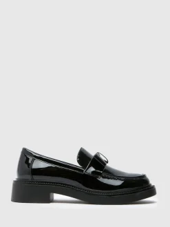 Schuh Black Lidia Patent Bow Loafers