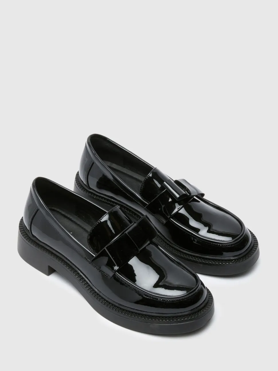 Schuh Black Lidia Patent Bow Loafers