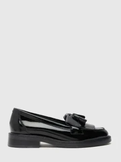 Schuh Black Wide Fit Lizzie Leather Compass Shoes