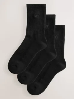 self. Black 3 Pack Cushion Sole Lounge Ankle Socks 3 Pack