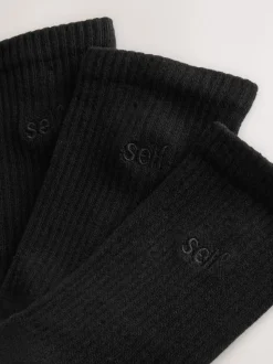 self. Black 3 Pack Cushion Sole Lounge Ankle Socks 3 Pack