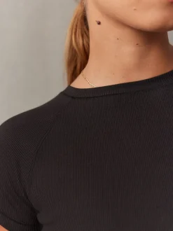 self. Black Fitted Rib T-Shirt