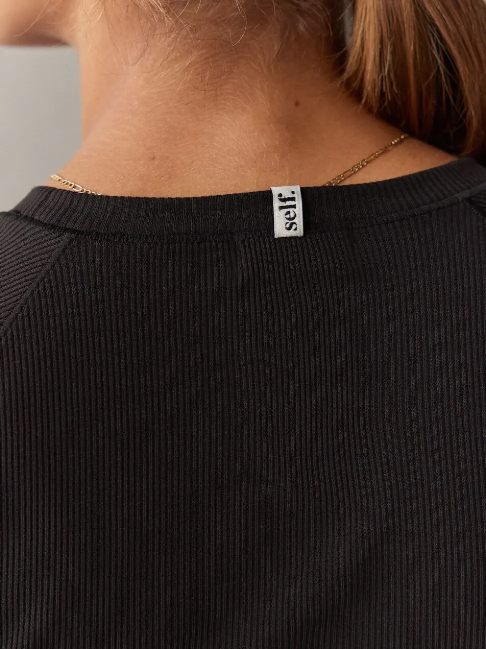 self. Black Fitted Rib T-Shirt