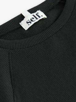 self. Black Fitted Rib T-Shirt