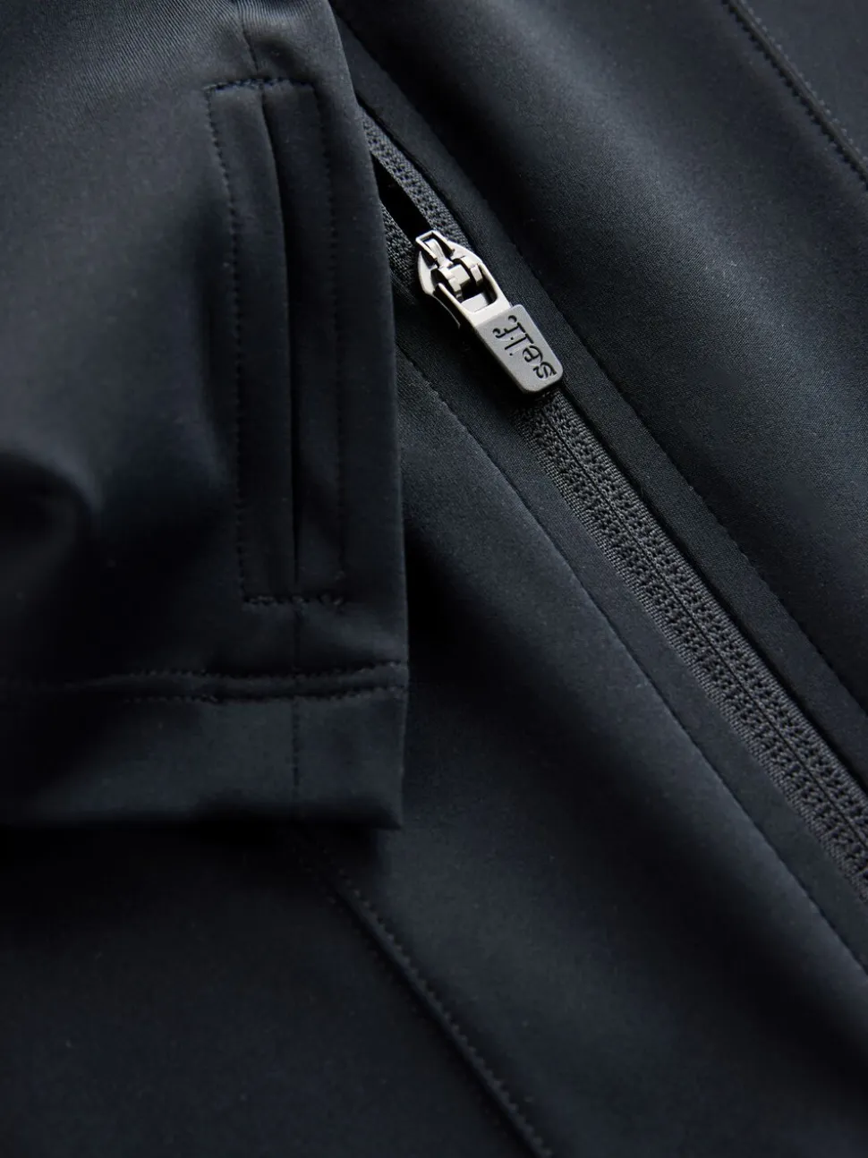 self. Black Long Sculpting Zip Through Jacket