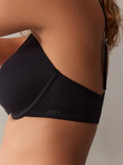 self. Black Pad Plunge Smoothing Scoop Bra