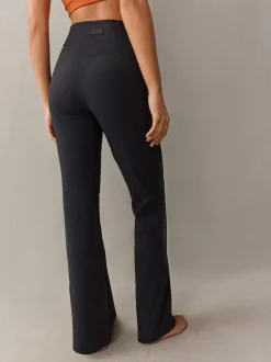 self. Black Rib Wide Leggings