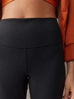 self. Black Rib Wide Leggings
