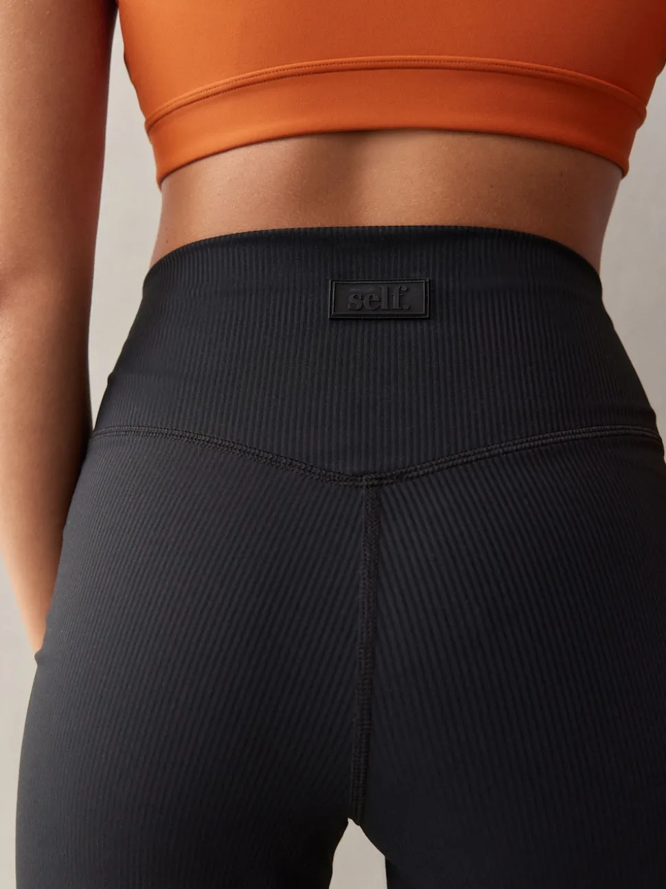 self. Black Rib Wide Leggings