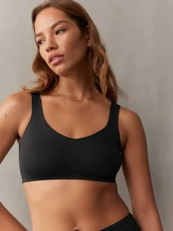 self. Black V-Neckline Smoothing Crop Bra
