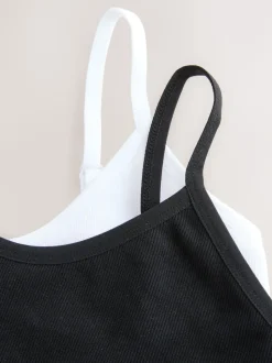 self. Black/White Seamless Rib Long Line Bralette 2 Pack