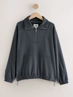 self. Blue Half Zip Modal Sweatshirt