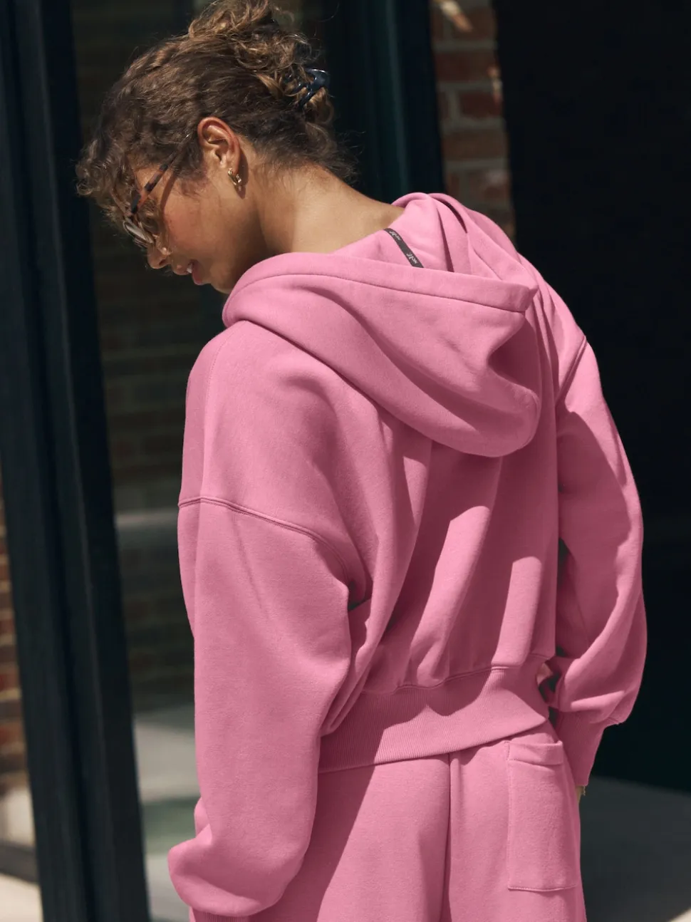 self. Bright Pink Hooded Zip Through Jacket