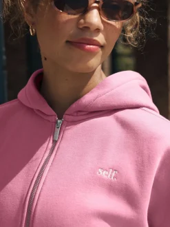 self. Bright Pink Hooded Zip Through Jacket