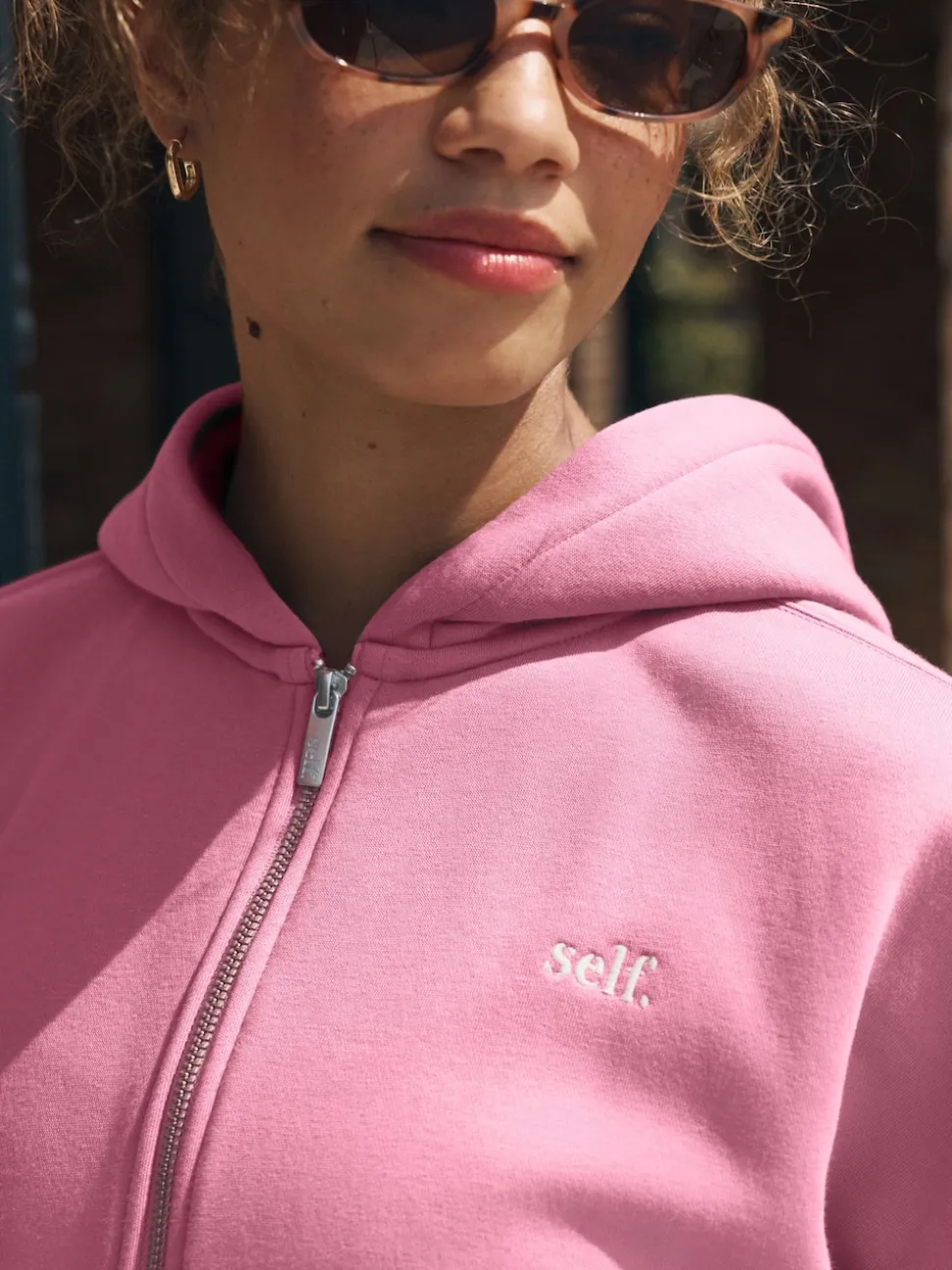 self. Bright Pink Hooded Zip Through Jacket