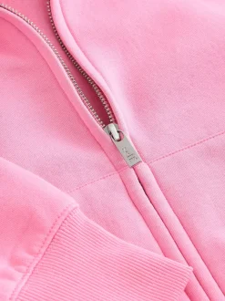 self. Bright Pink Hooded Zip Through Jacket