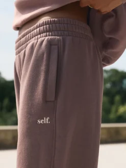 self. Brown Cuffed Joggers