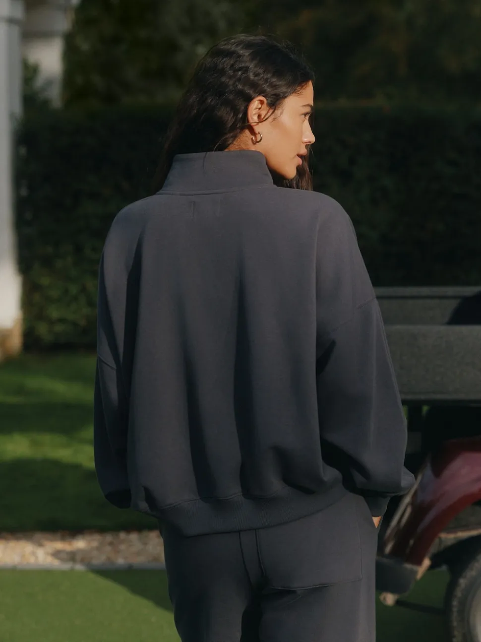 self. Charcoal Grey Half Zip Sweatshirt