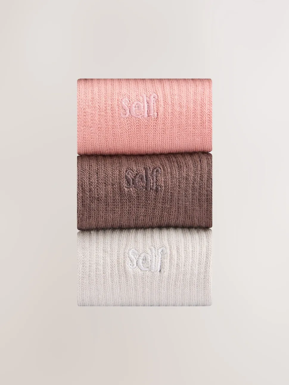 self. Choc/Neutral/Pink 3 Pack Cushion Sole Lounge Ankle Socks 3 Pack