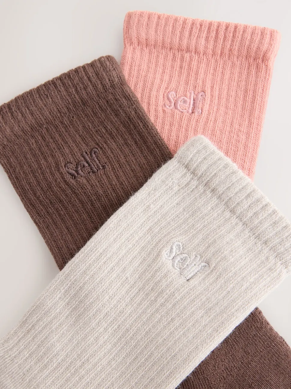 self. Choc/Neutral/Pink 3 Pack Cushion Sole Lounge Ankle Socks 3 Pack