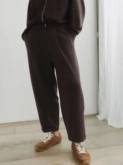 self. Chocolate Brown Barrell Leg Knitted Joggers