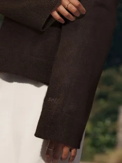 self. Chocolate Brown Knit Jumper