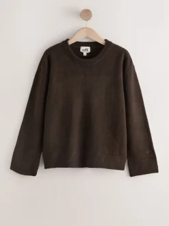 self. Chocolate Brown Knit Jumper